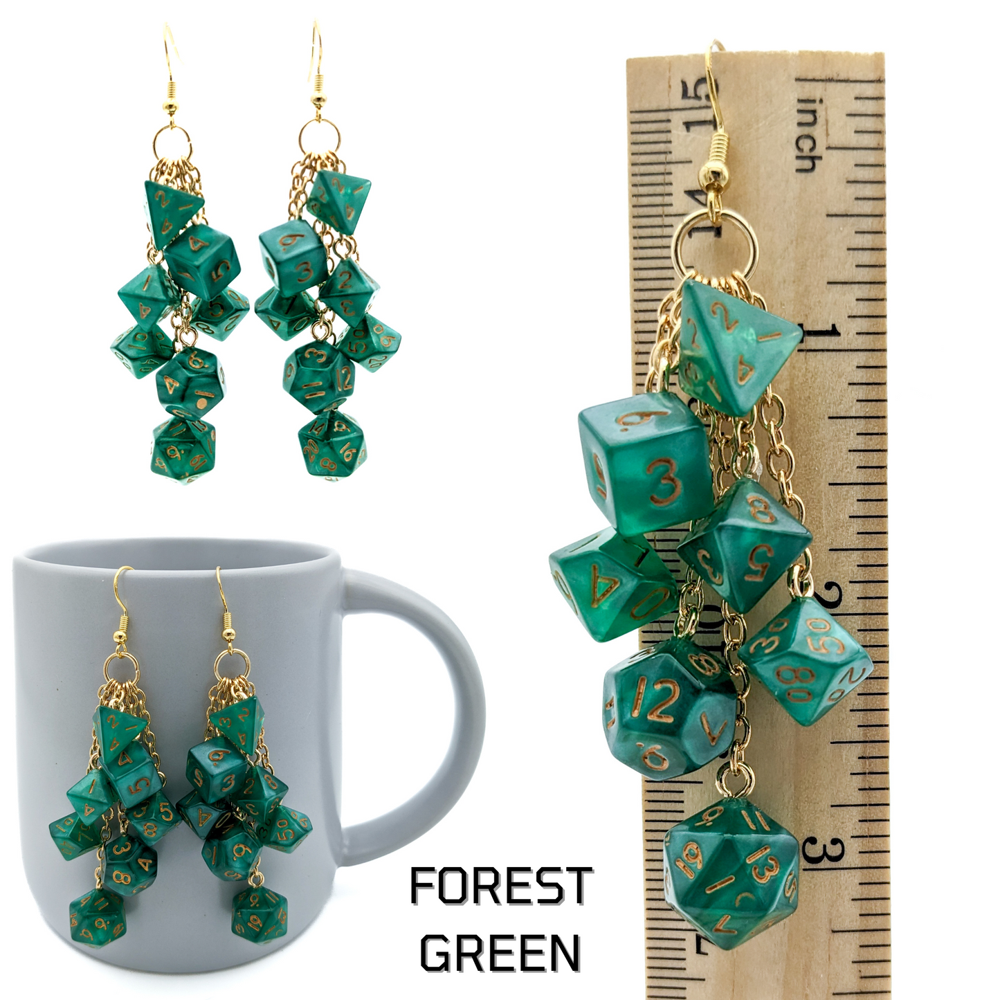 MINI Dice Earrings with 2 Full Dice Sets - D20 Earrings - DND Polyhedral Dice Jewelry