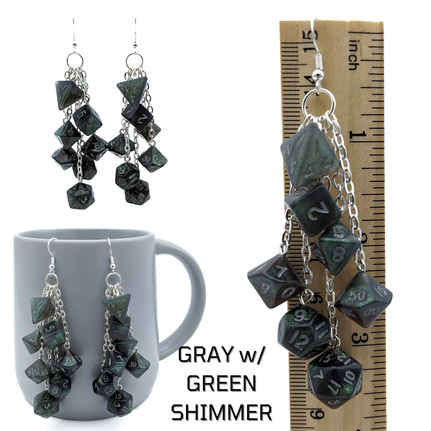 MINI Dice Earrings with 2 Full Dice Sets - D20 Earrings - DND Polyhedral Dice Jewelry