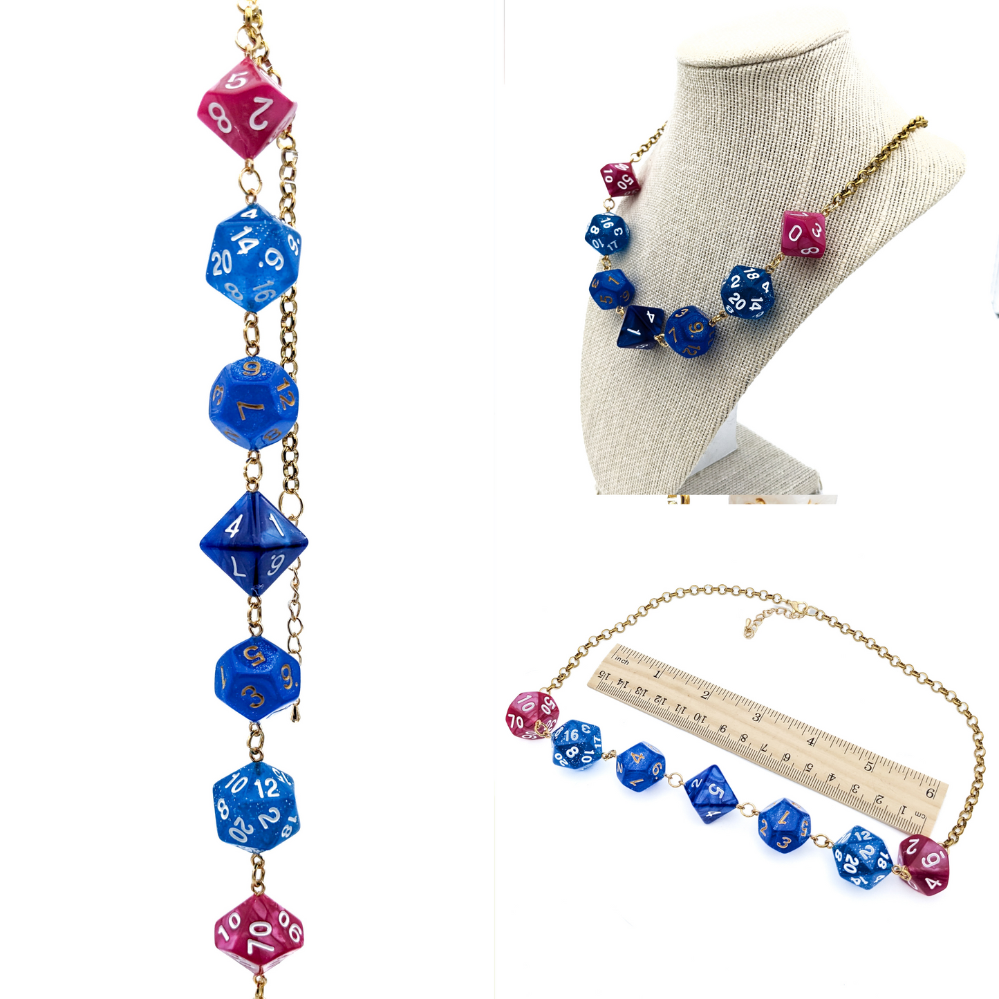 Transmasc Pride Flag Polyhedral Dice Necklace - Transmasculine Jewelry