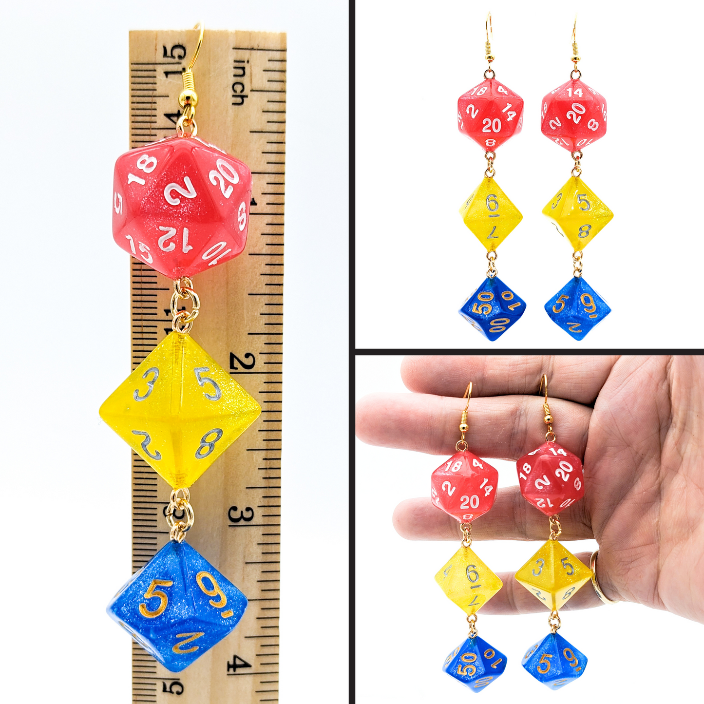 Pansexual Pride Dice Earrings - Standard Polyhedral Dice