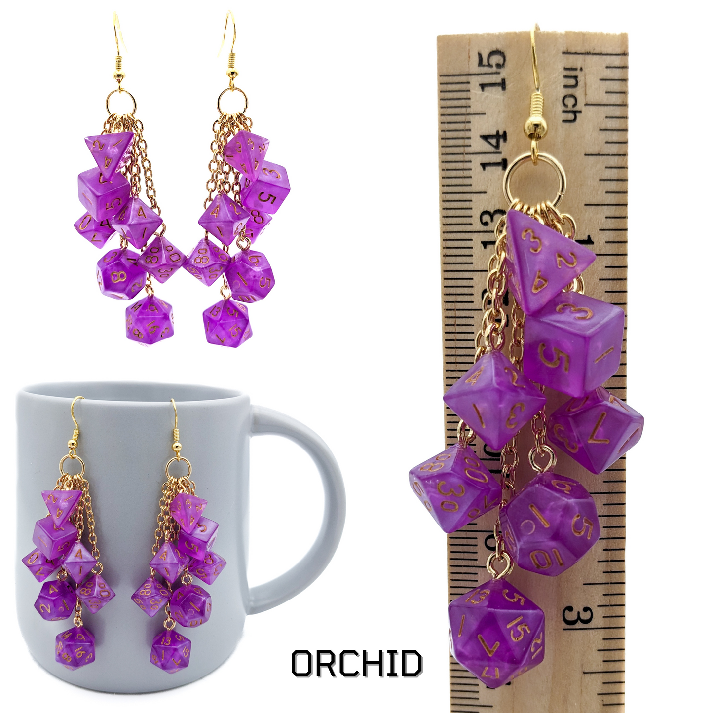 MINI Dice Earrings with 2 Full Dice Sets - D20 Earrings - DND Polyhedral Dice Jewelry