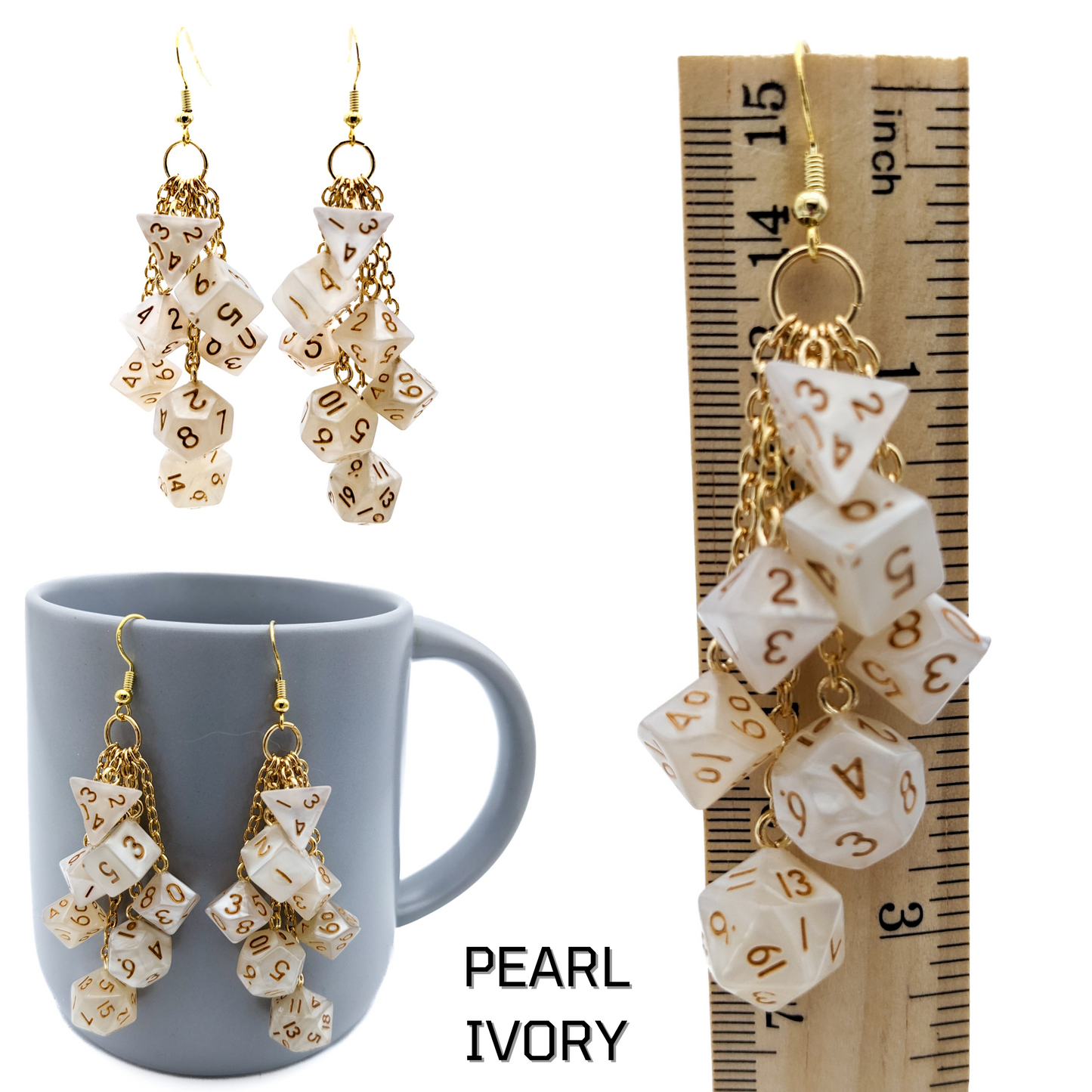 MINI Dice Earrings with 2 Full Dice Sets - D20 Earrings - DND Polyhedral Dice Jewelry