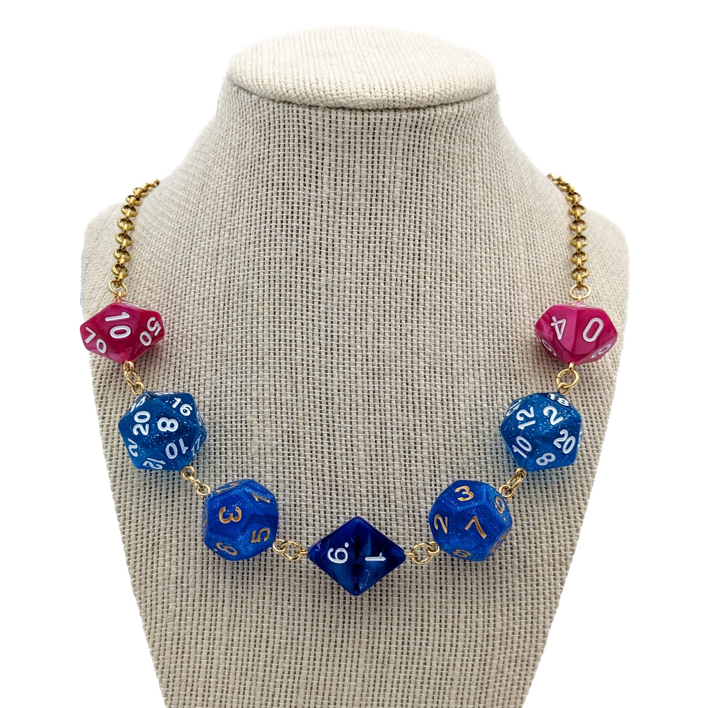 Transmasc Pride Flag Polyhedral Dice Necklace - Transmasculine Jewelry
