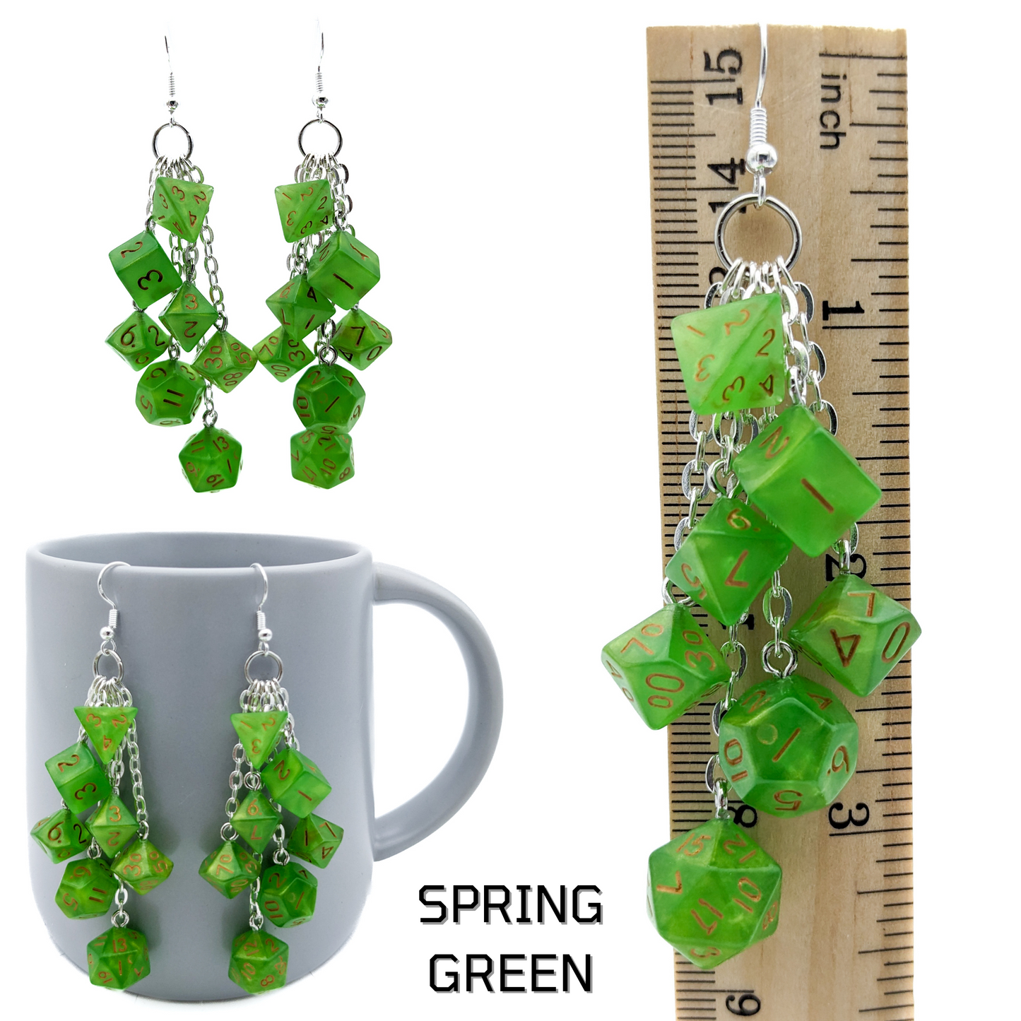 MINI Dice Earrings with 2 Full Dice Sets - D20 Earrings - DND Polyhedral Dice Jewelry