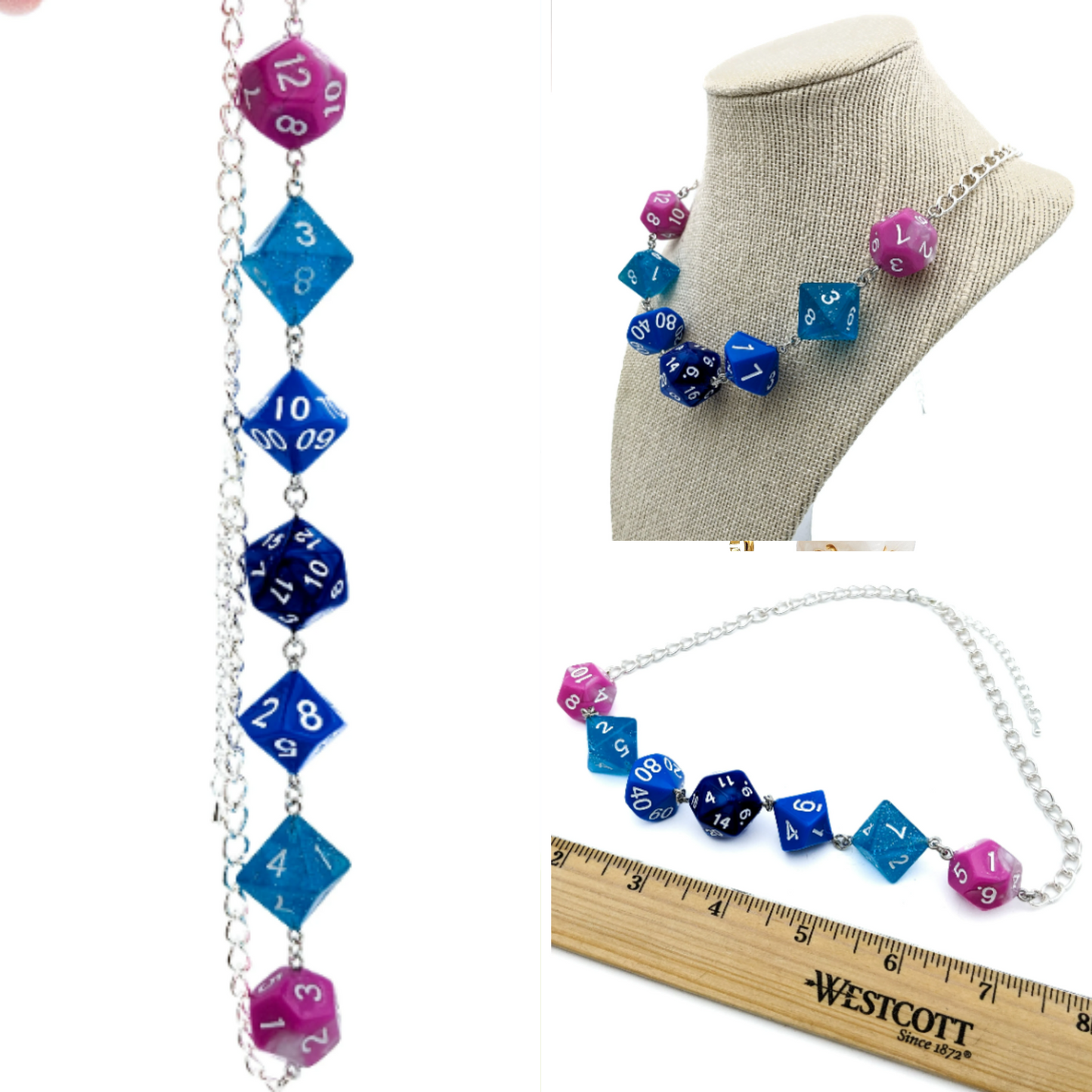 Transmasc Pride Flag Polyhedral Dice Necklace - Transmasculine Jewelry