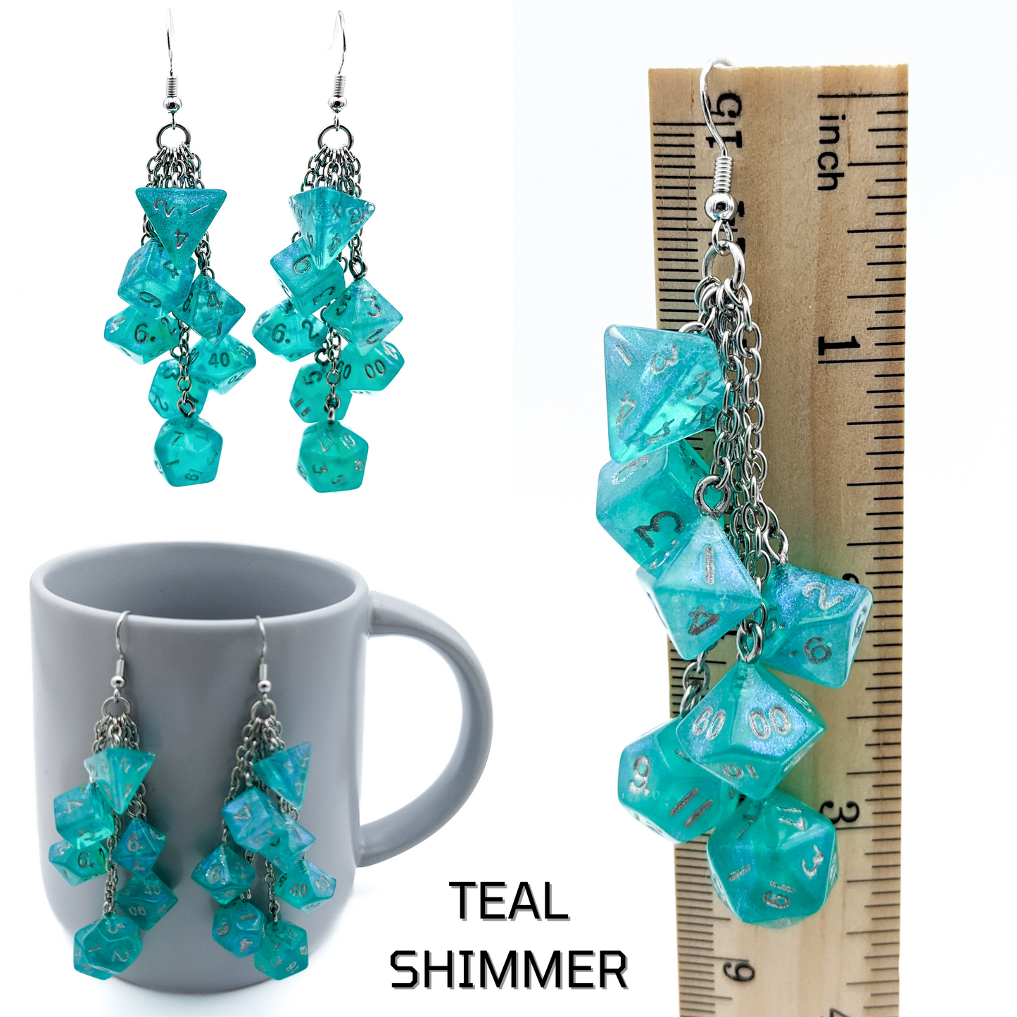 MINI Dice Earrings with 2 Full Dice Sets - D20 Earrings - DND Polyhedral Dice Jewelry