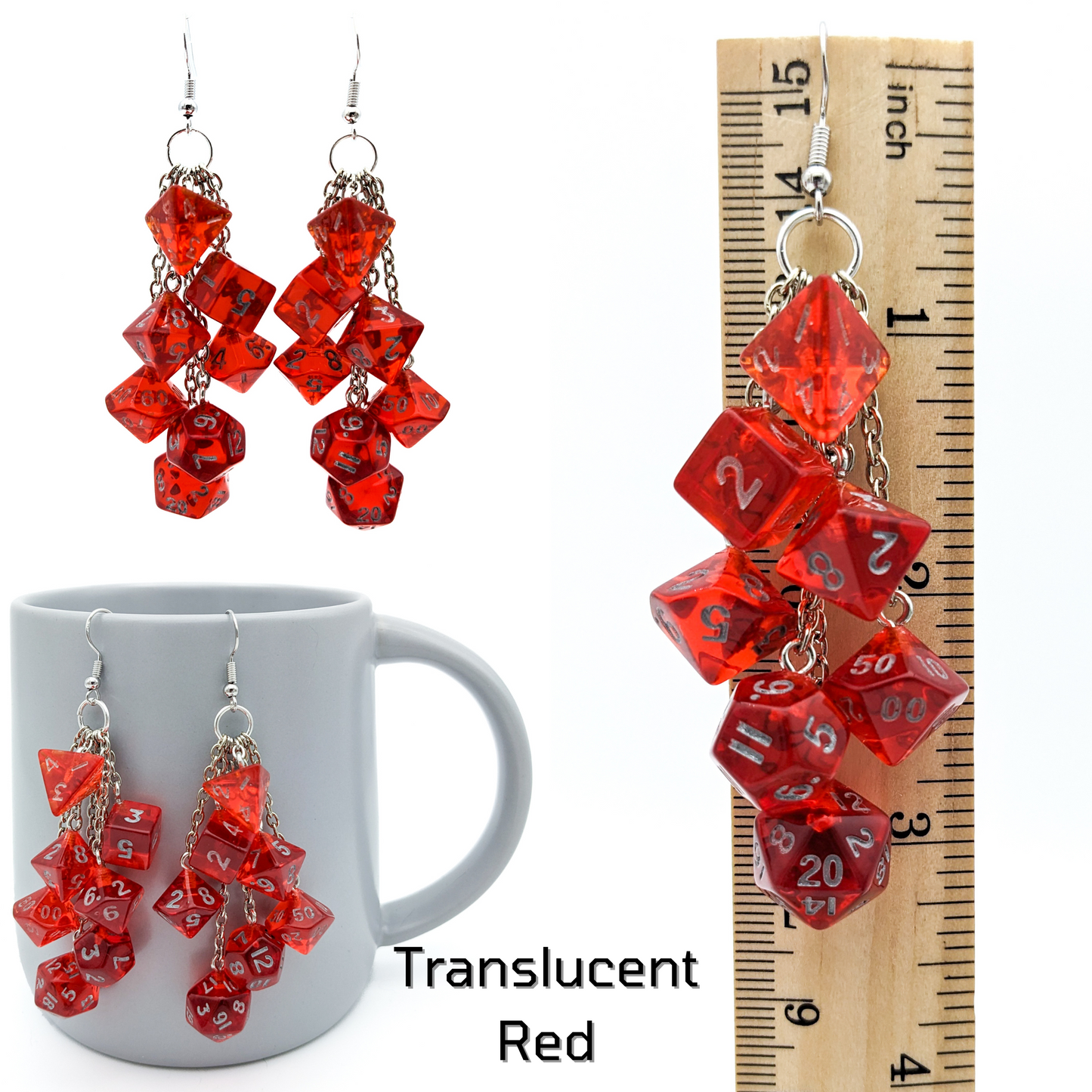 MINI Dice Earrings with 2 Full Dice Sets - D20 Earrings - DND Polyhedral Dice Jewelry