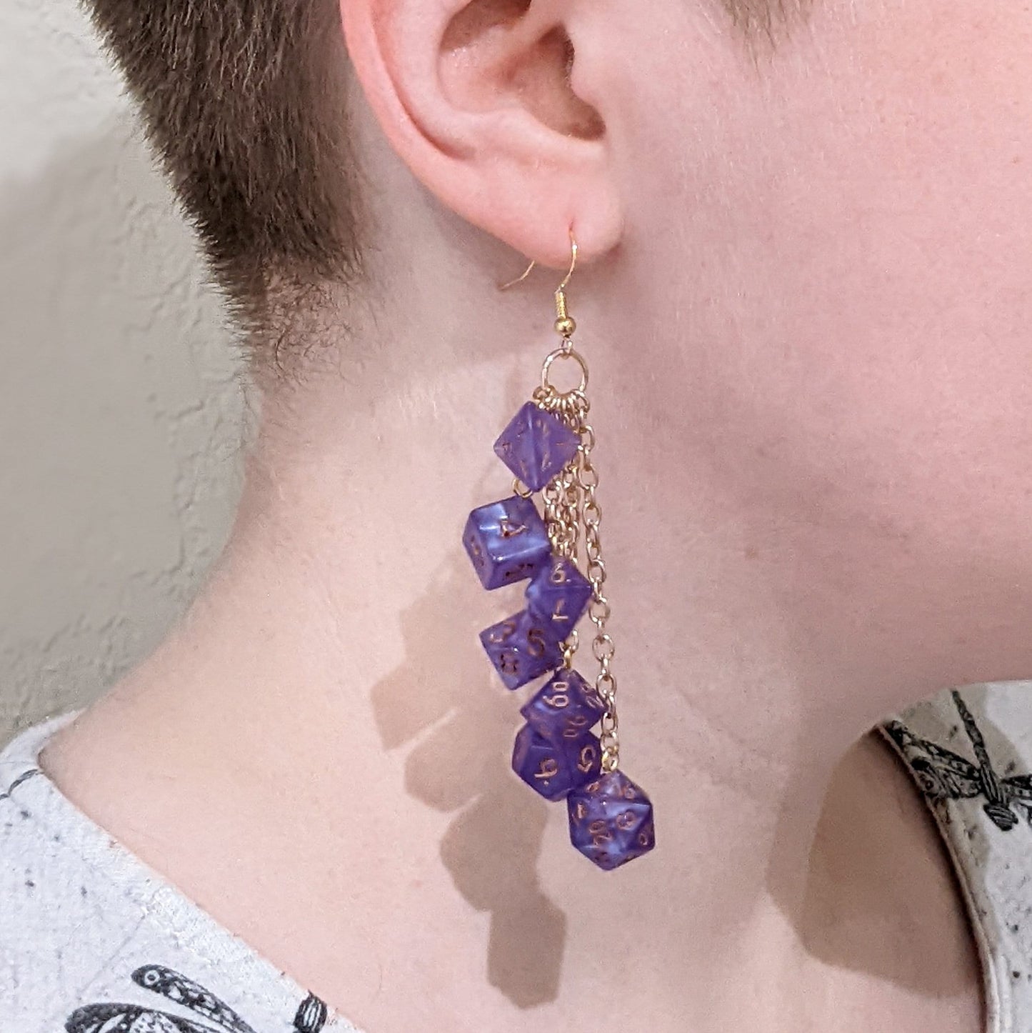 MINI Dice Earrings with 2 Full Dice Sets - D20 Earrings - DND Polyhedral Dice Jewelry