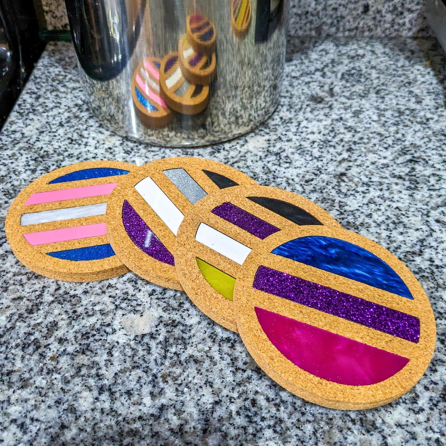 LGBT+ Flag Coasters - Cork and Acrylic Drink Coasters - Great for Housewarming, Pride Party, Wedding - Choose Your Flags