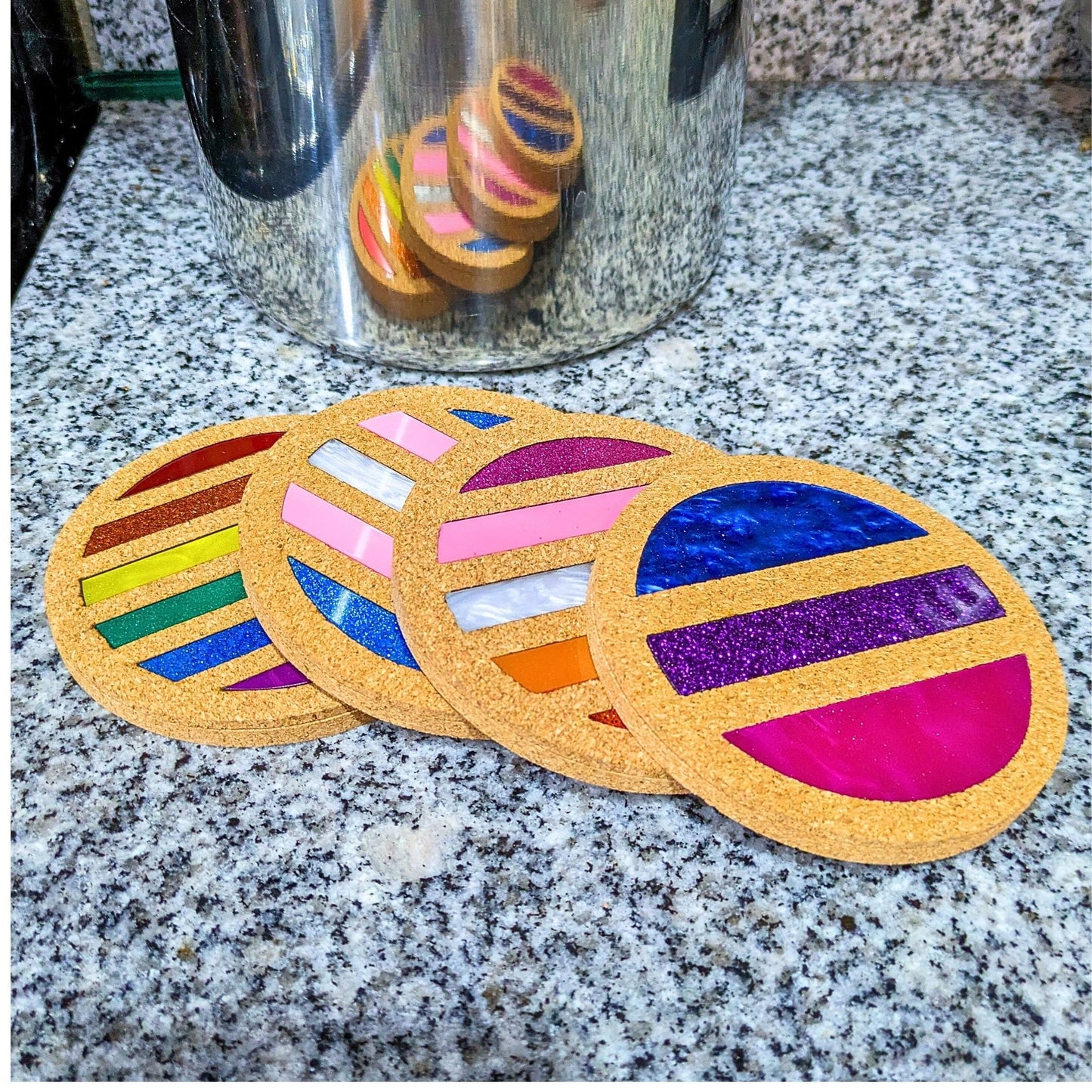 LGBT+ Flag Coasters - Cork and Acrylic Drink Coasters - Great for Housewarming, Pride Party, Wedding - Choose Your Flags