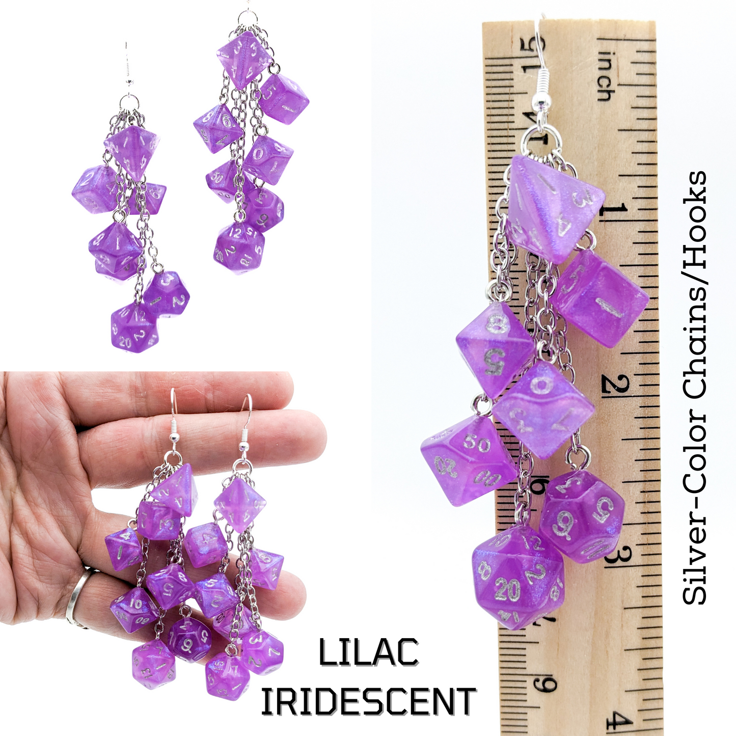 MINI Dice Earrings with 2 Full Dice Sets - D20 Earrings - DND Polyhedral Dice Jewelry