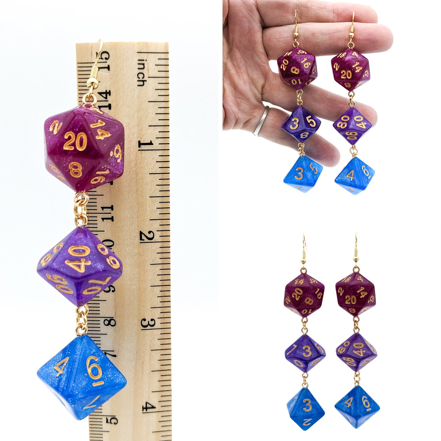 Bisexual Pride Polyhedral Dice Earrings - Geeky and Bold - For DND or RPG Lovers