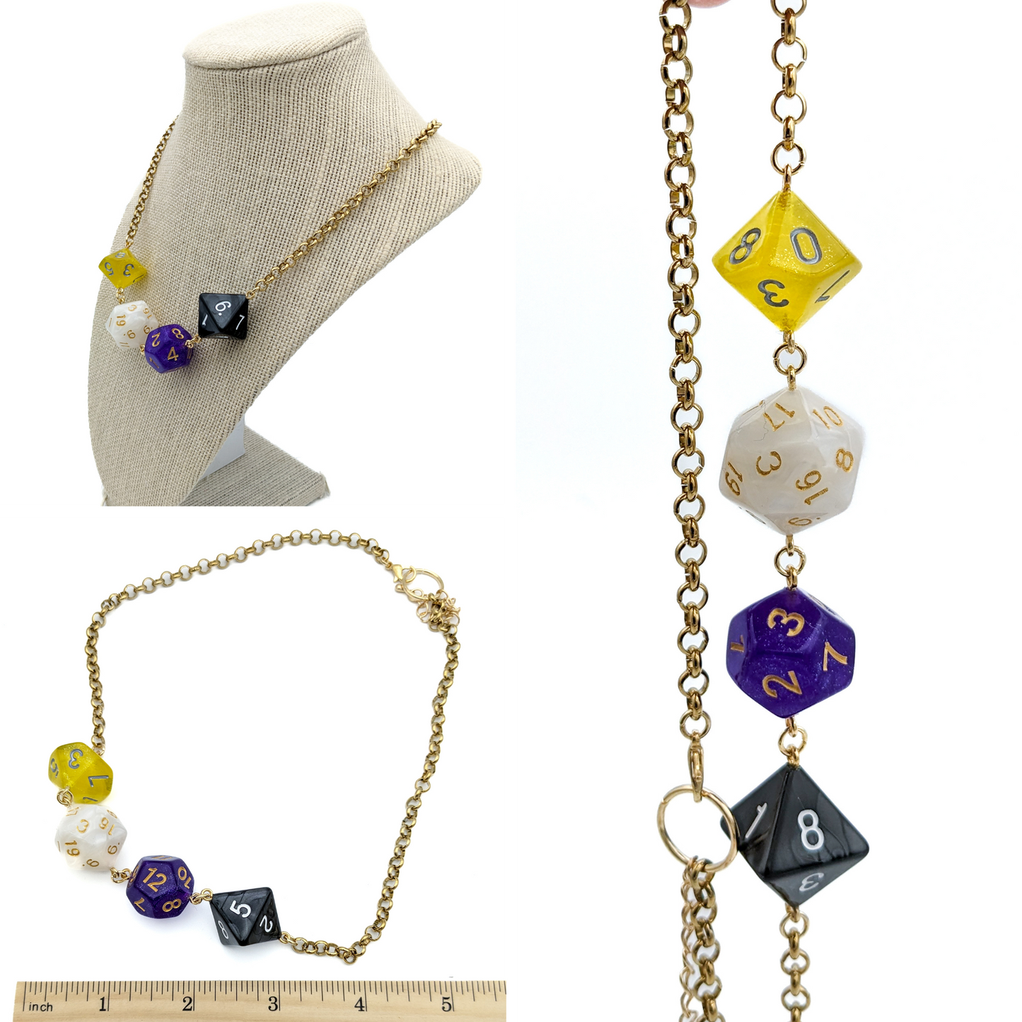 Nonbinary Pride Dice Necklace