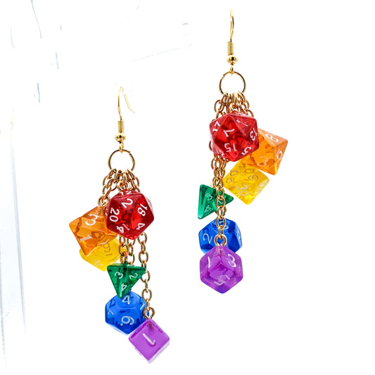 Rainbow Mini Dice Earrings - Gay Pride Dice