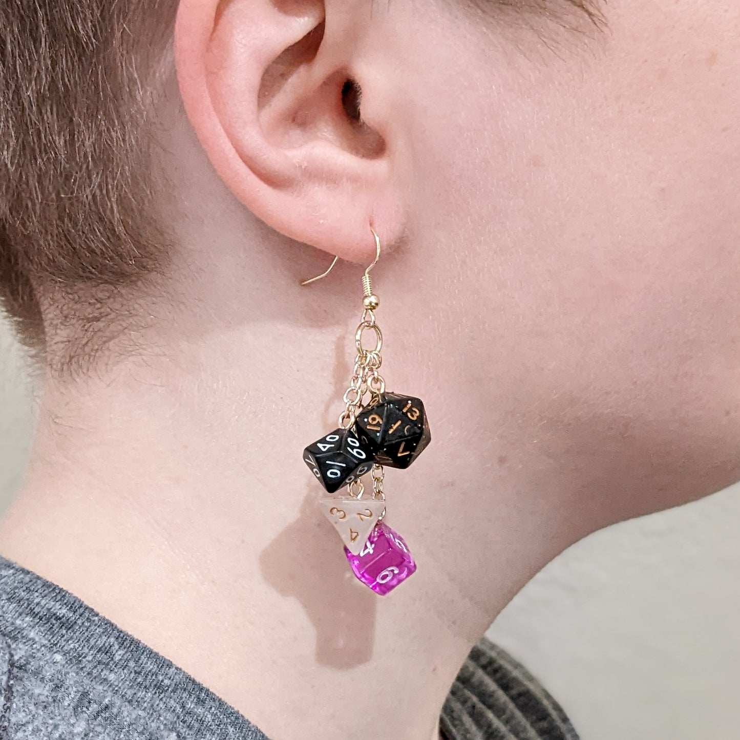 Asexual Pride Mini Dice Earrings - DND or Pathfinder