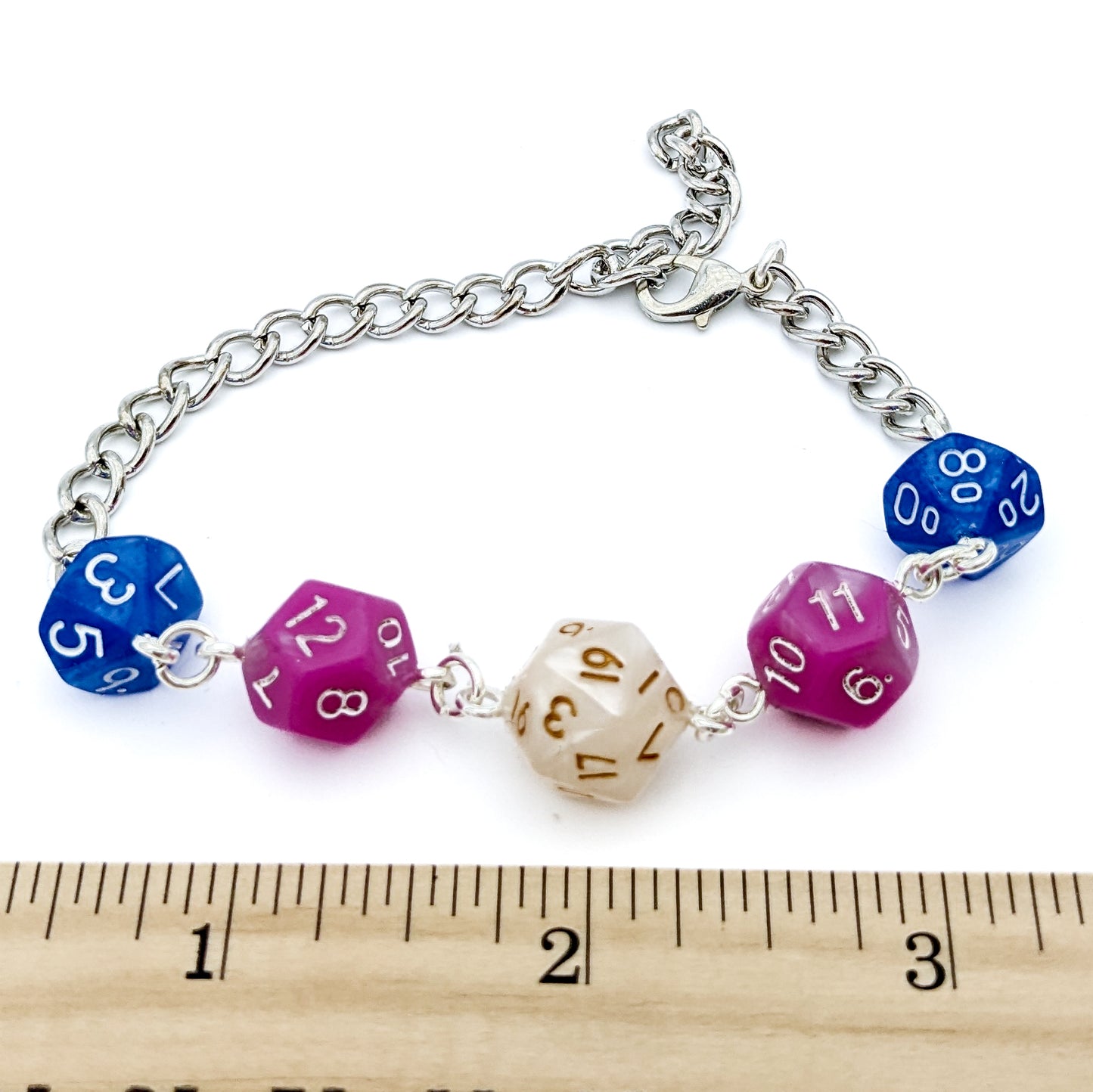 Trans Pride Dice Bracelet with Real Polyhedral Dice