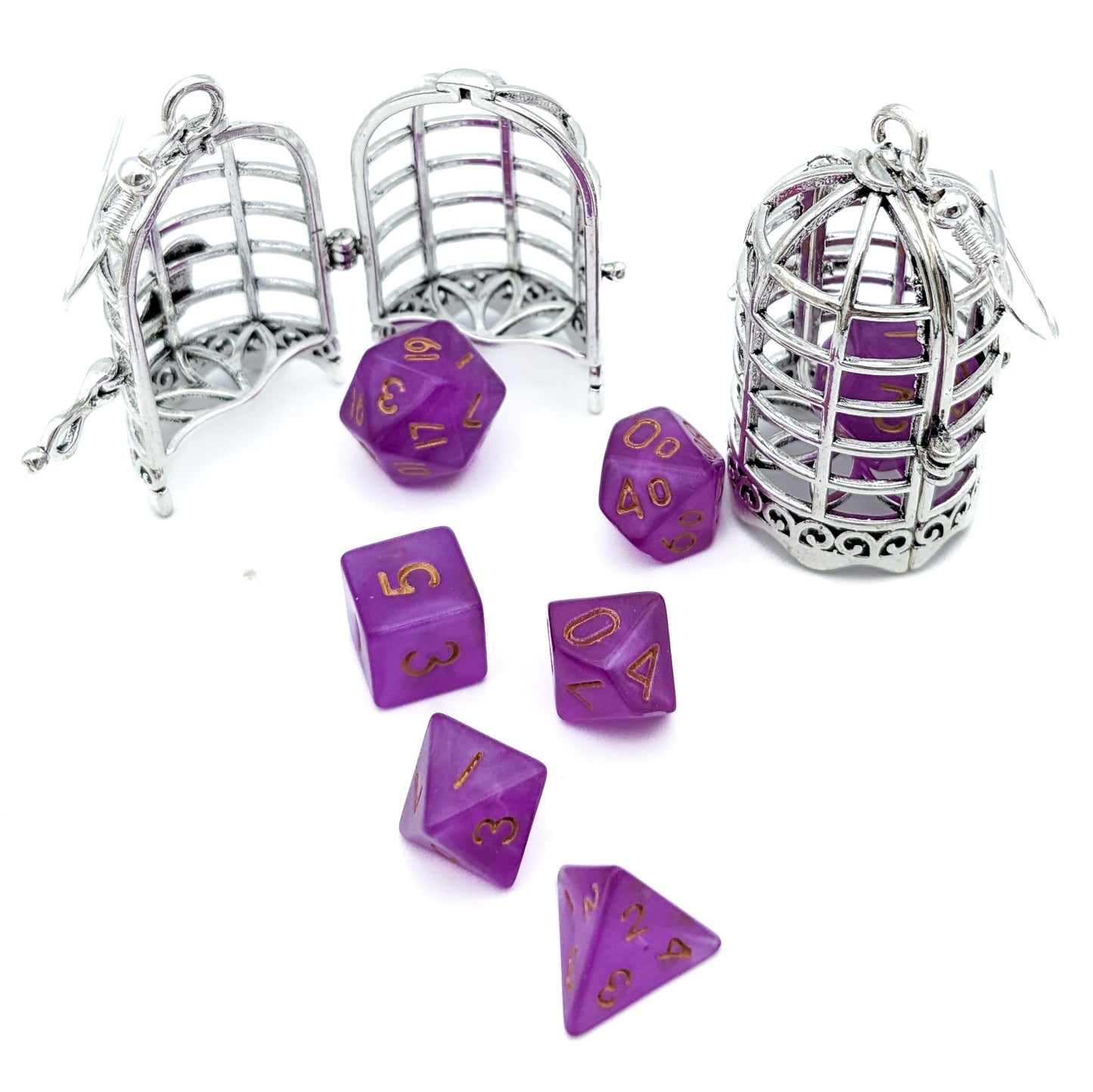 D20 Dice Jail Earrings OR Bag of Holding Earrings - DnD Dice Earrings with Dice Cage