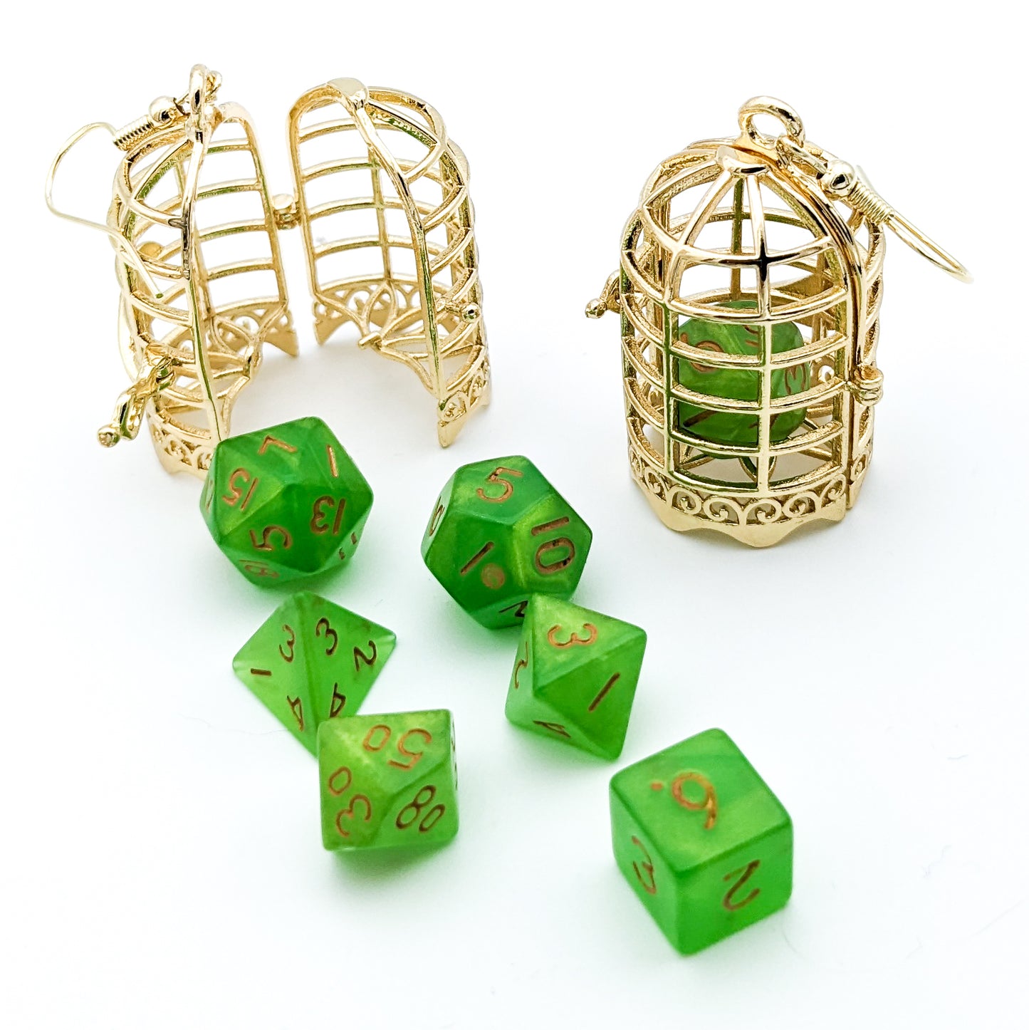 D20 Dice Jail Earrings OR Bag of Holding Earrings - DnD Dice Earrings with Dice Cage