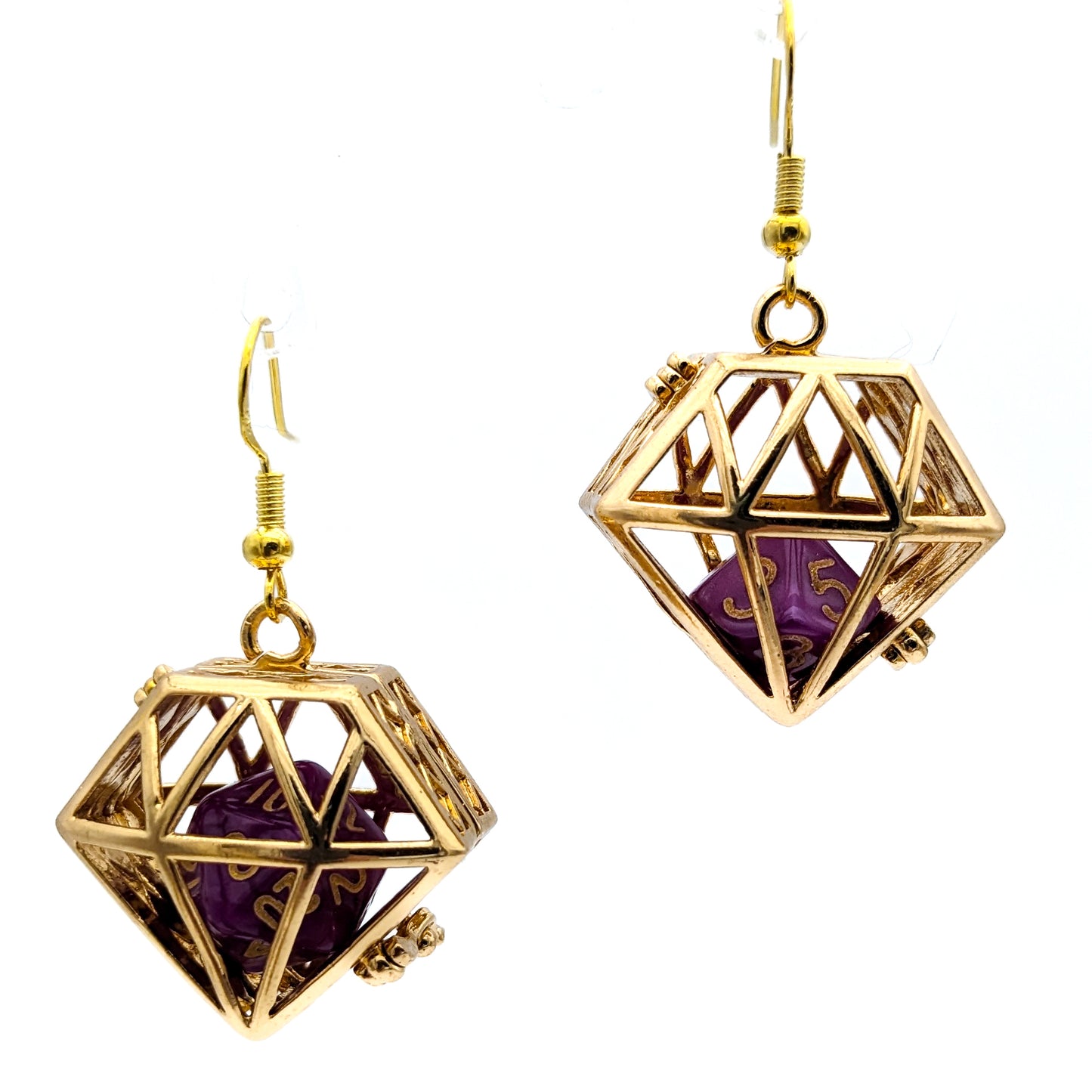 D20 Dice Jail Earrings OR Bag of Holding Earrings - DnD Dice Earrings with Dice Cage
