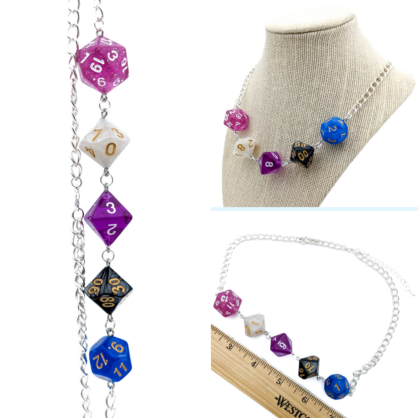 Genderfluid Pride Dice Necklace