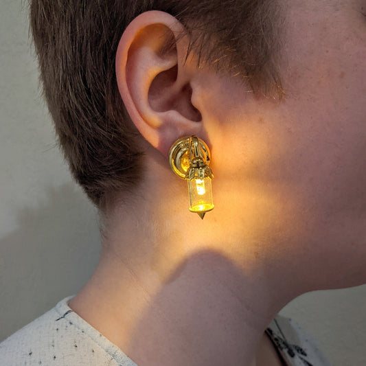 Functional Light Up Mini Wall Light Stud Earrings