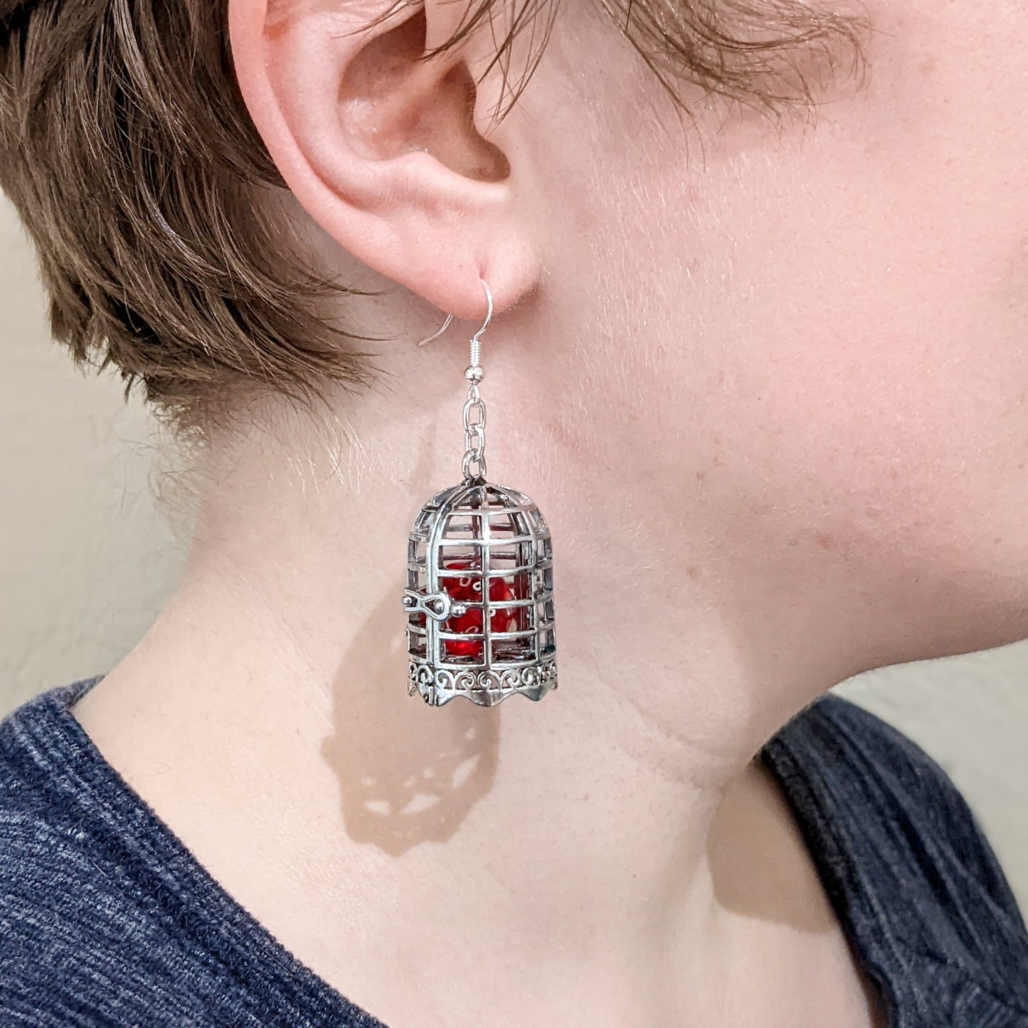 D20 Dice Jail Earrings OR Bag of Holding Earrings - DnD Dice Earrings with Dice Cage