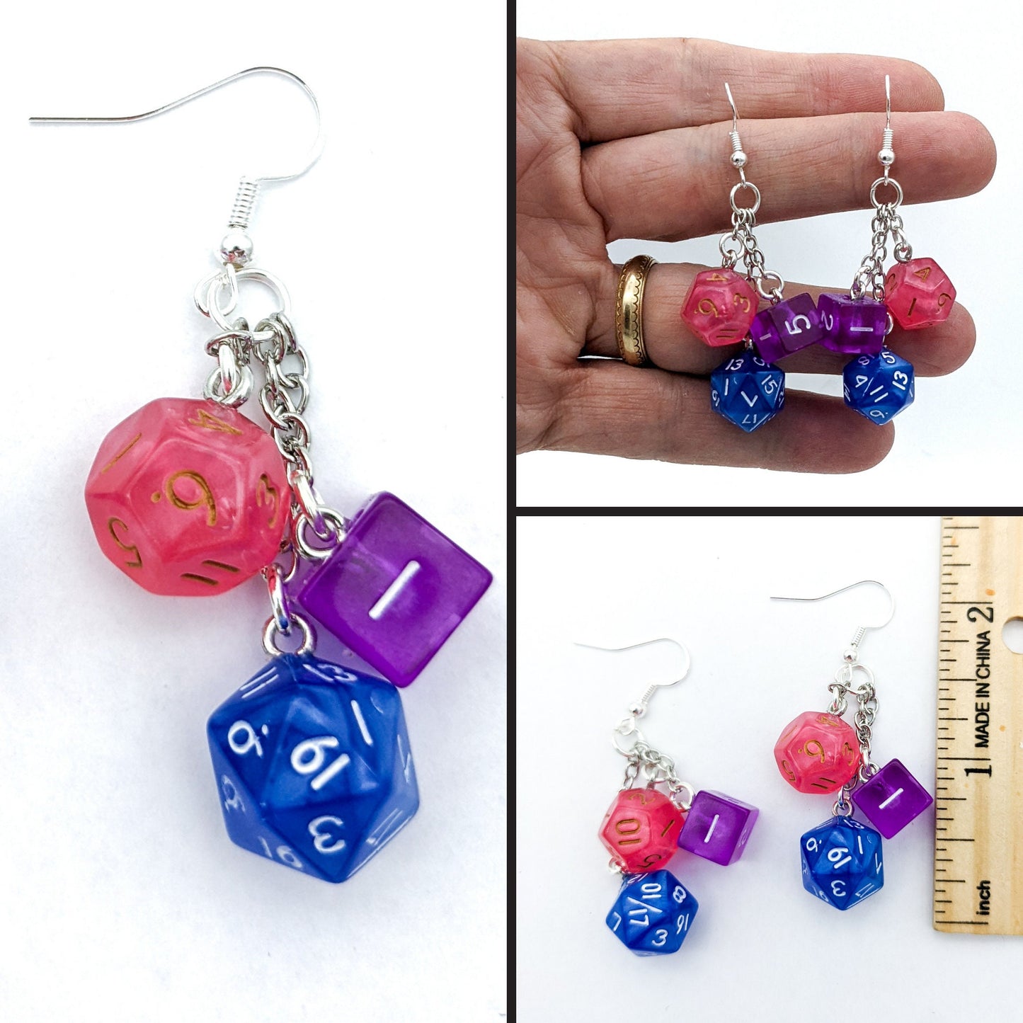 Mini Bi Pride Dice Earrings - Bisexual Pride
