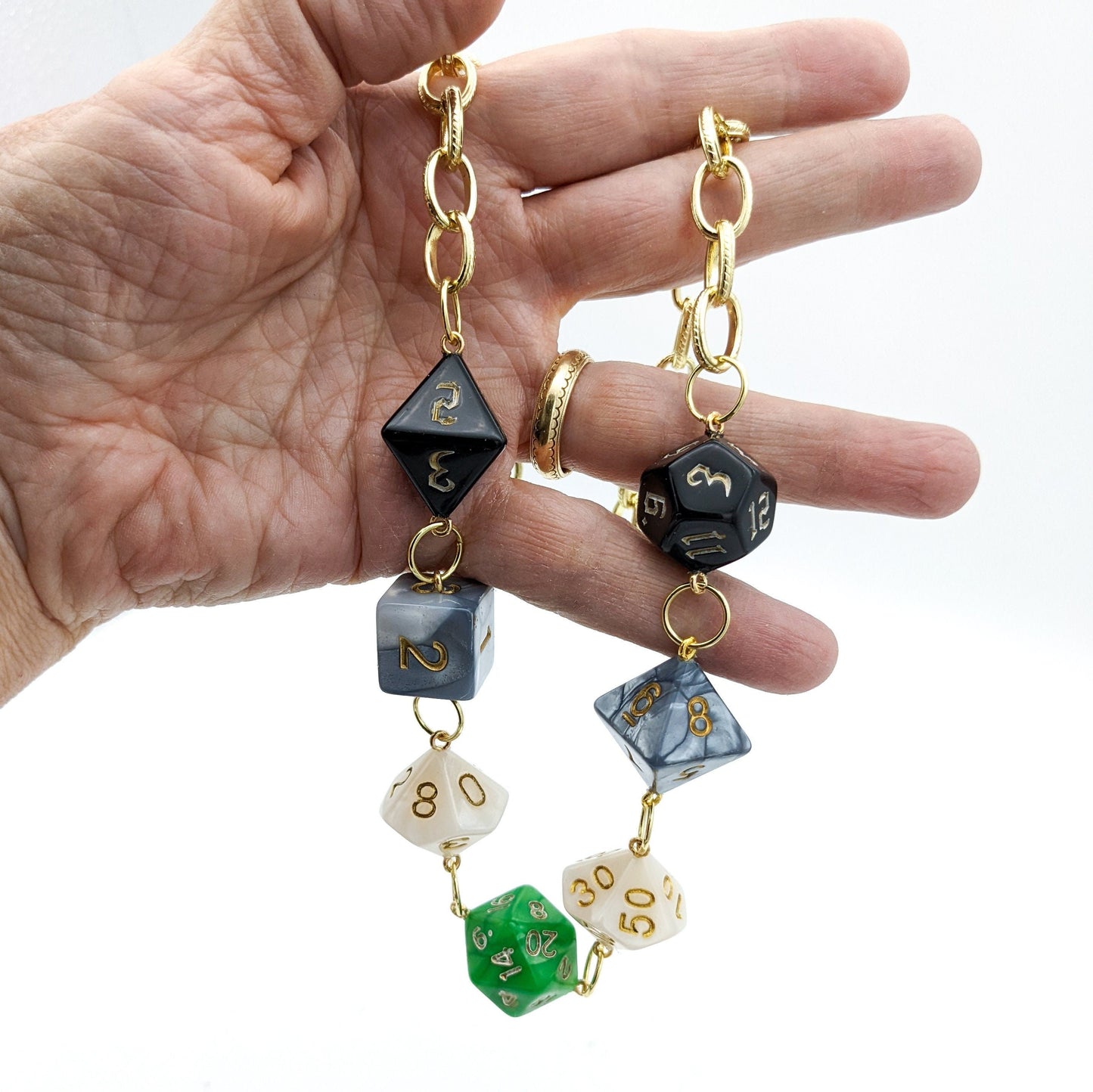 Agender Pride Dice Necklace - DND or Pathfinder Dice in Pride Flag Colors