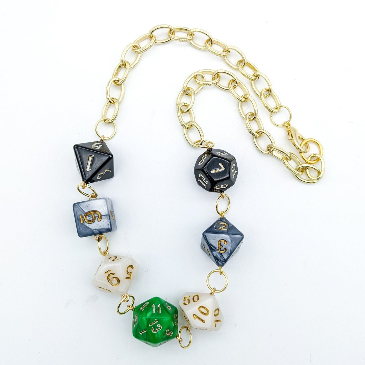 Agender Pride Dice Necklace - DND or Pathfinder Dice in Pride Flag Colors