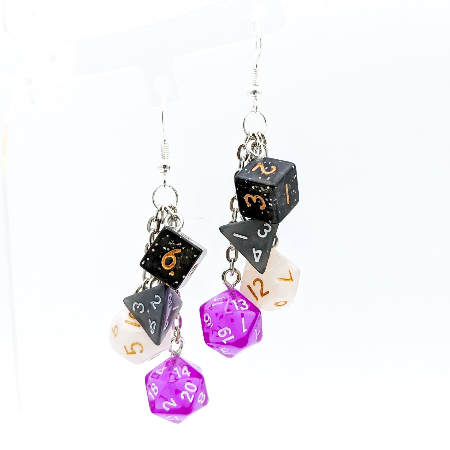 Asexual Pride Mini Dice Earrings - DND or Pathfinder