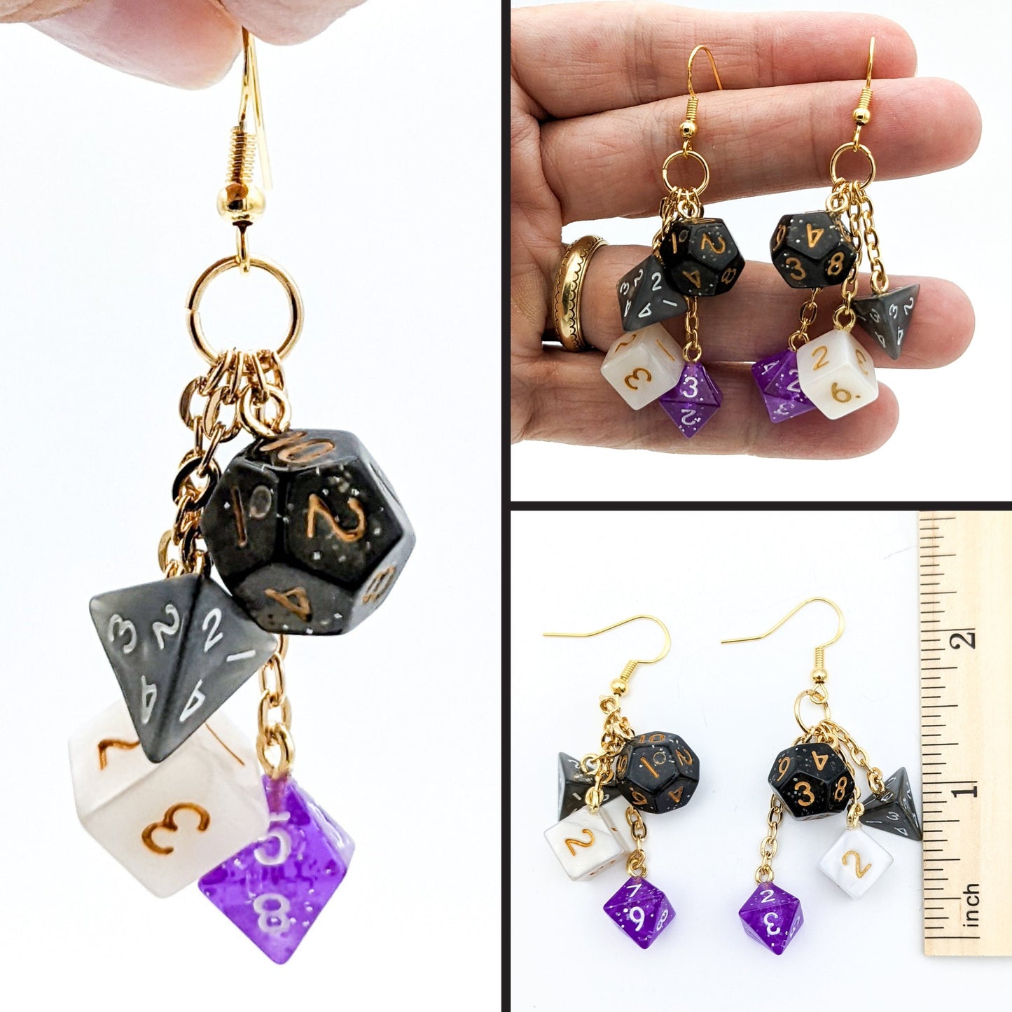 Asexual Pride Mini Dice Earrings - DND or Pathfinder