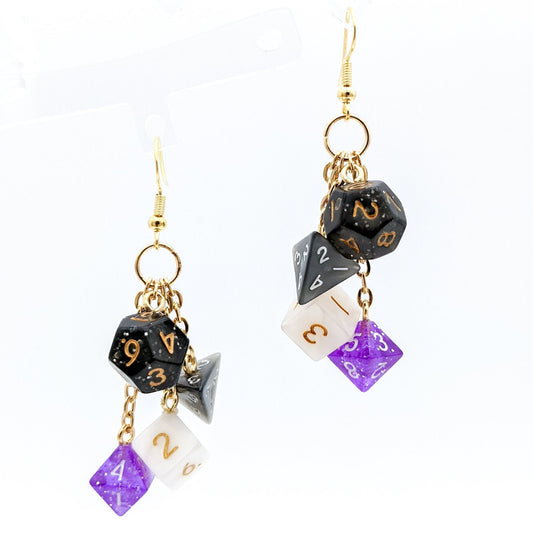 Asexual Pride Mini Dice Earrings - DND or Pathfinder