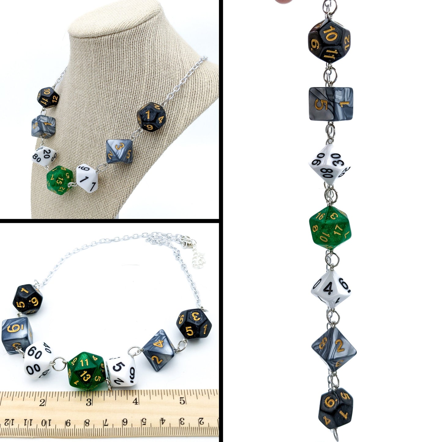 Agender Pride Dice Necklace - DND or Pathfinder Dice in Pride Flag Colors