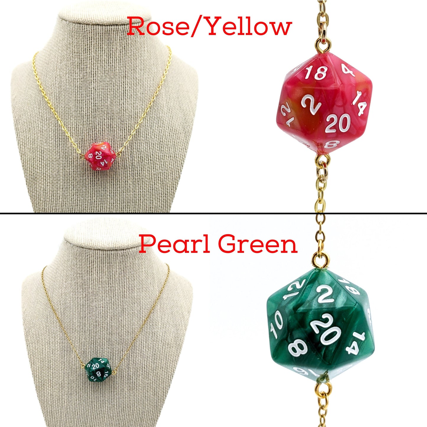 Colorful and Fun D20 Dice Necklace - DND Pendant