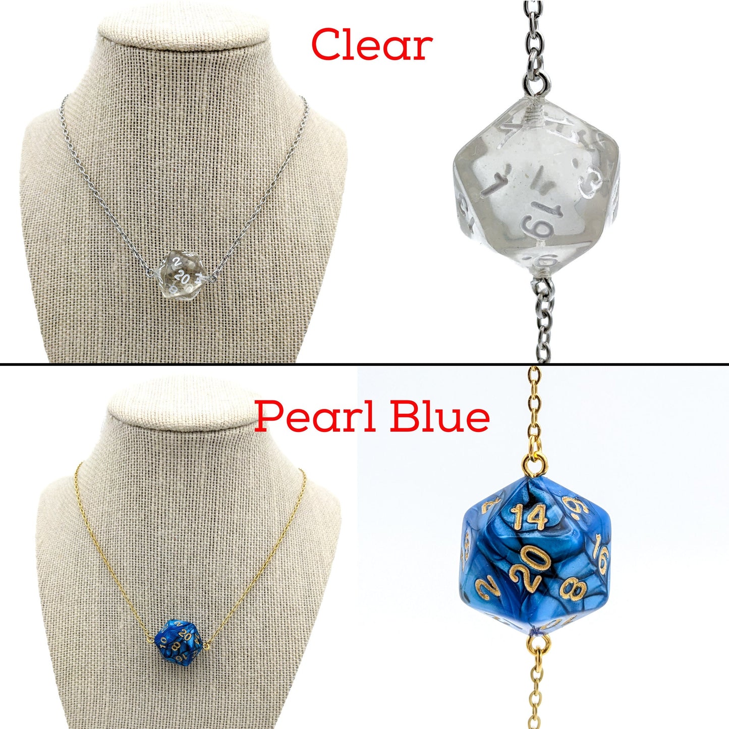 Colorful and Fun D20 Dice Necklace - DND Pendant