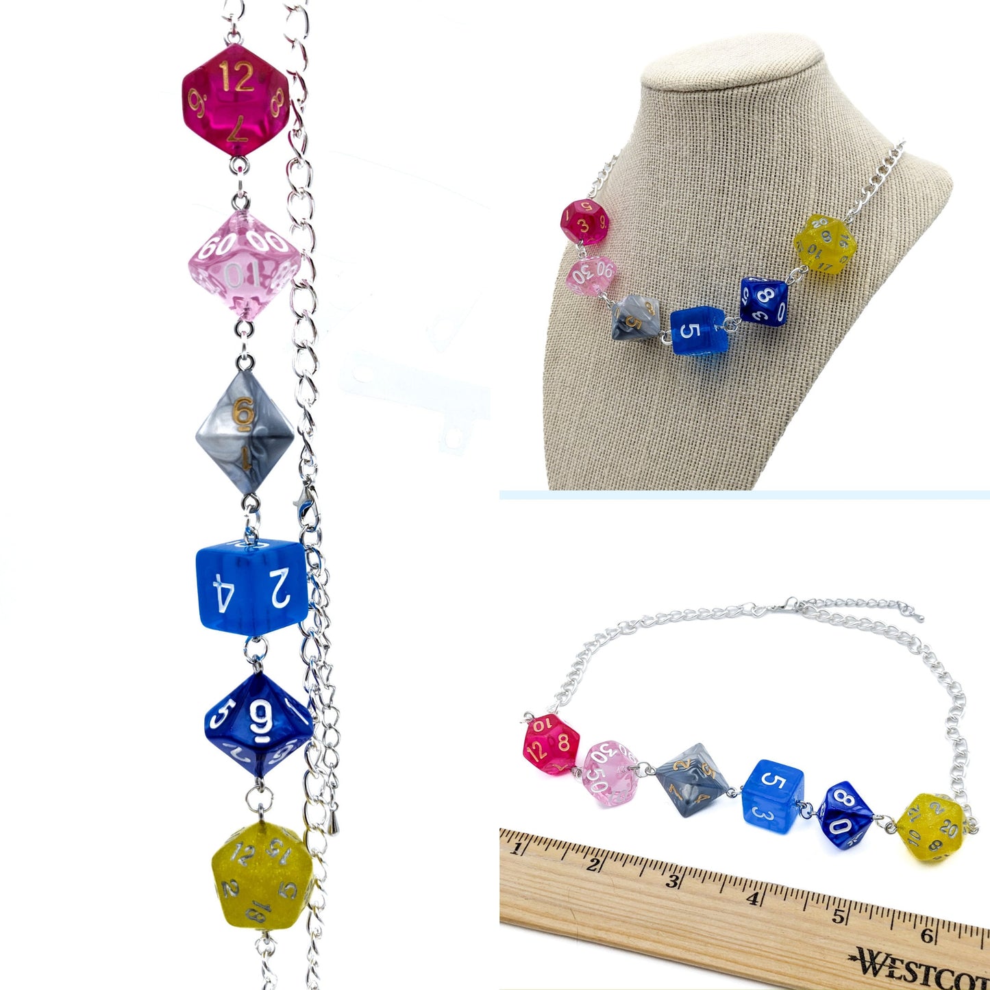 Genderflux Pride Dice Necklace - DND or Pathfinder - Genderflux Flag