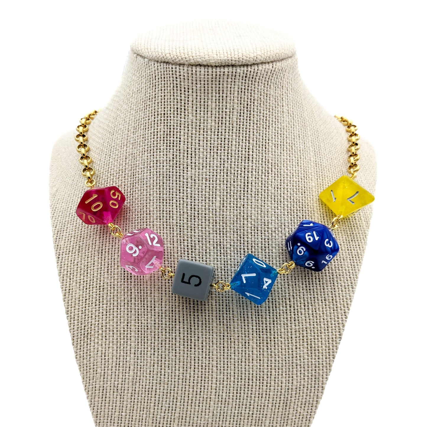 Genderflux Pride Dice Necklace - DND or Pathfinder - Genderflux Flag