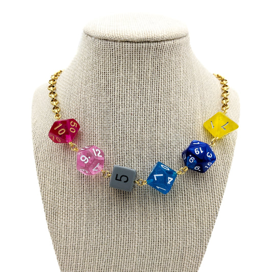Genderflux Pride Dice Necklace - DND or Pathfinder - Genderflux Flag