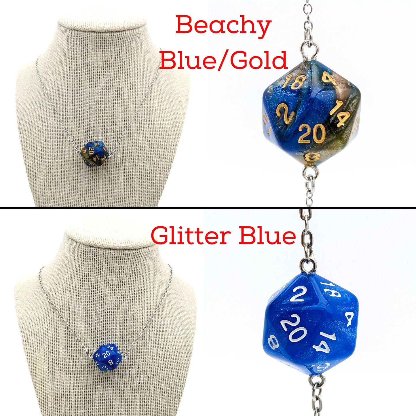Colorful and Fun D20 Dice Necklace - DND Pendant
