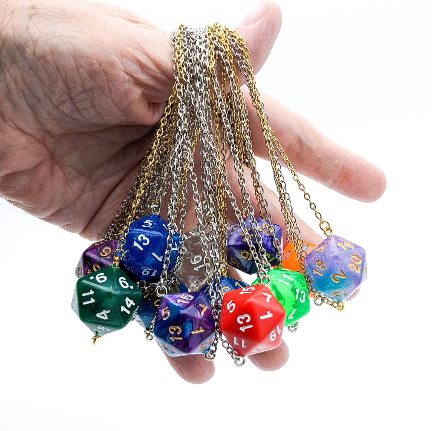 Colorful and Fun D20 Dice Necklace - DND Pendant