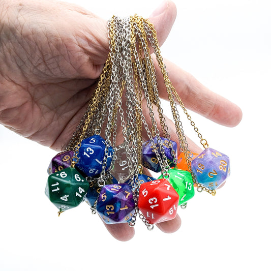 Colorful and Fun D20 Dice Necklace - DND Pendant
