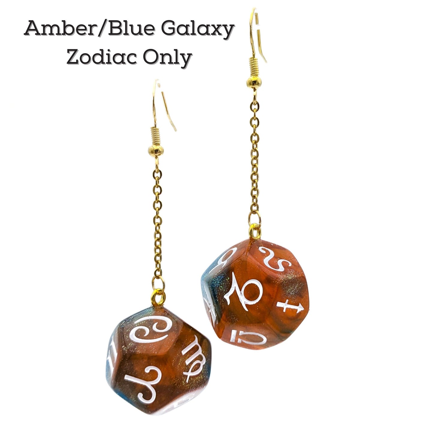 Astrology Dice Earrings - 12-Sided Polyhedral Dice with Zodiac Signs- Horoscope Earrings