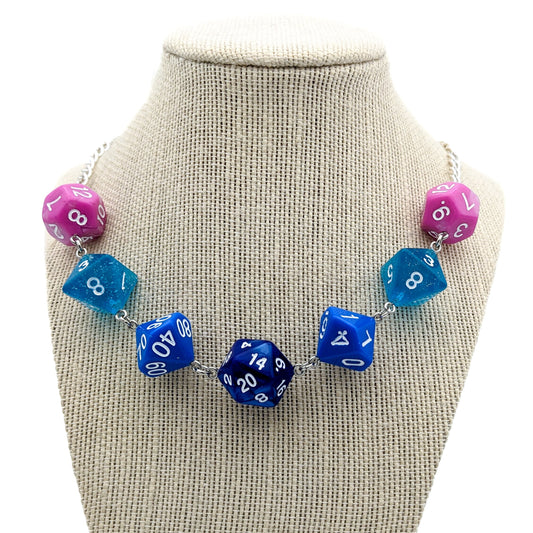 Transmasc Pride Flag Polyhedral Dice Necklace - Transmasculine Jewelry