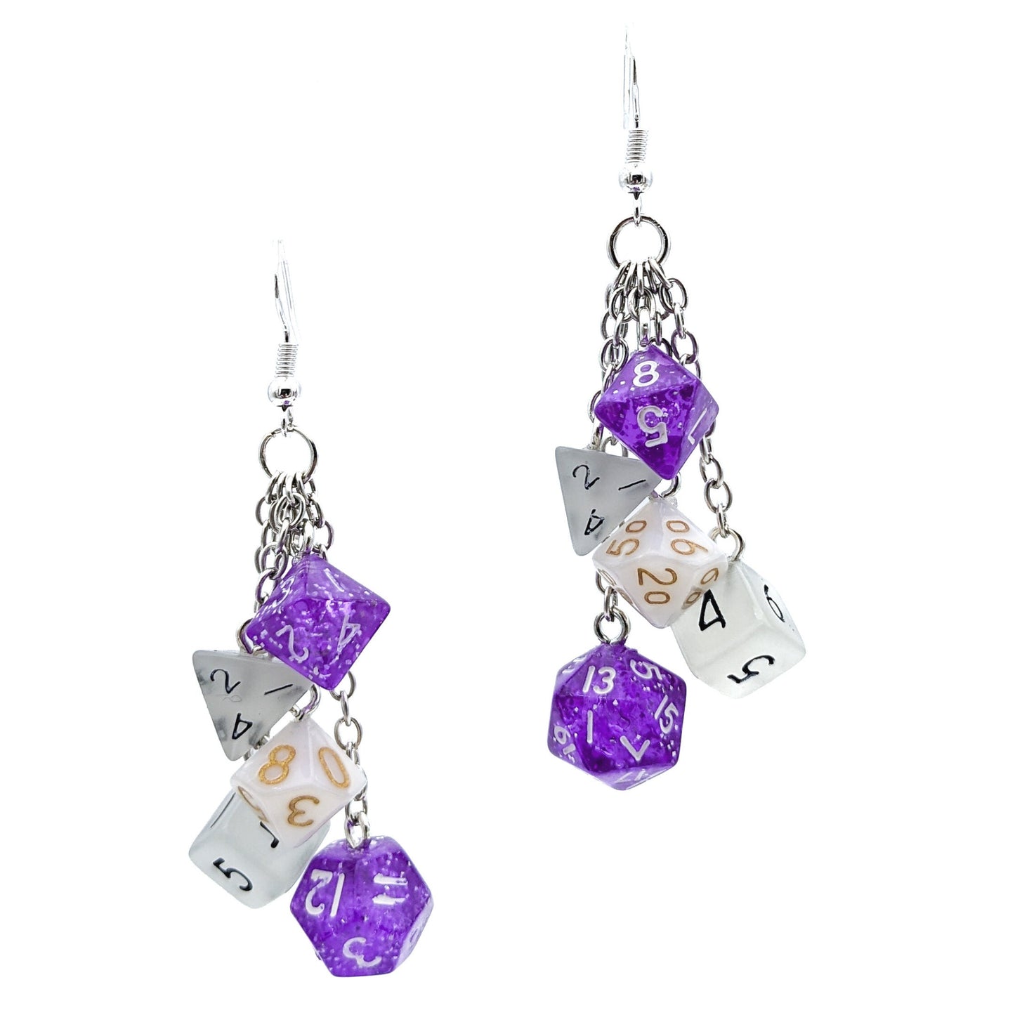 Mini Graysexual Pride Dice Earrings - DND or Pathfinder Polyhedral RPG Gamer