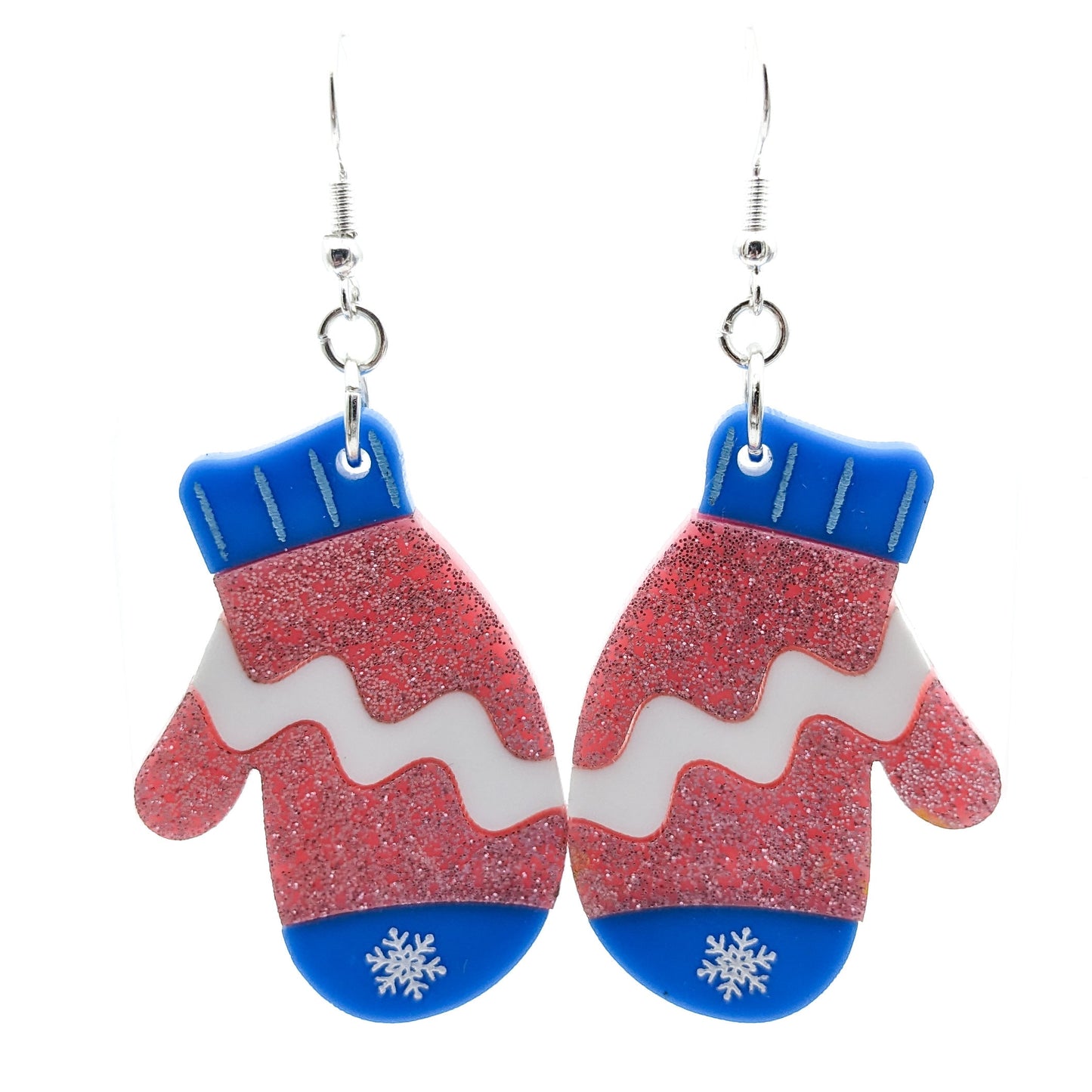 Transgender Pride Mitten Earrings - Trans Pride Flag Earrings - Laser Cut Acrylic Earrings