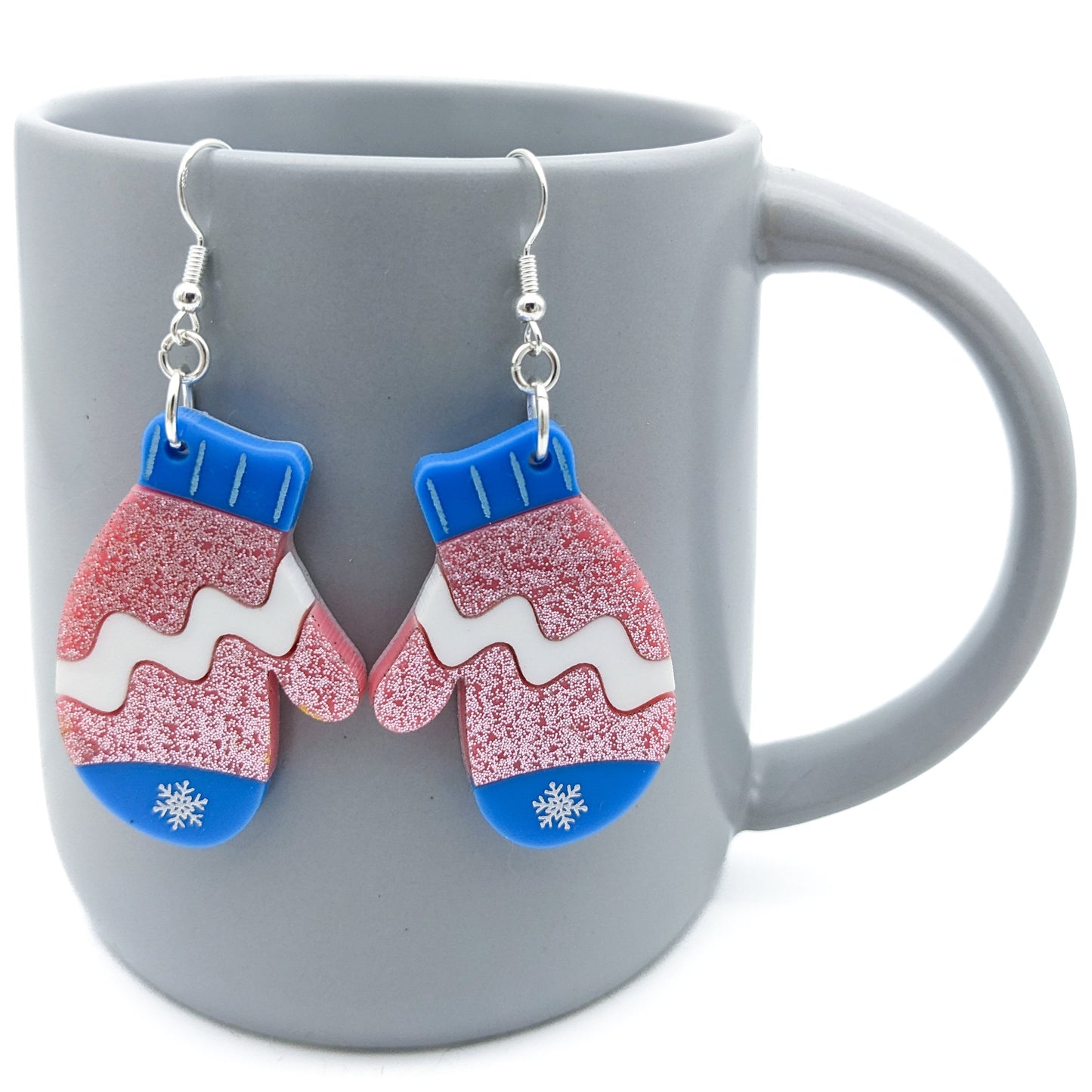 Transgender Pride Mitten Earrings - Trans Pride Flag Earrings - Laser Cut Acrylic Earrings