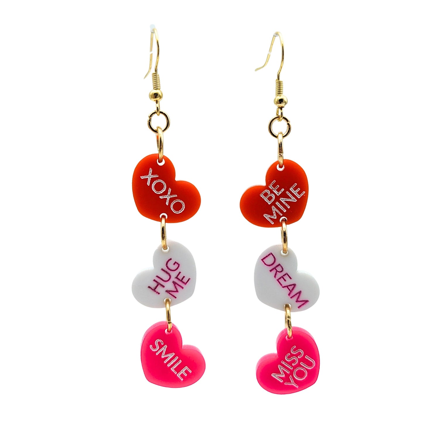 Lesbian Valentines Day Earrings - Conversation Heart Earrings - Subtle Pride - Girlfriend Gift - Laser Cut Acrylic