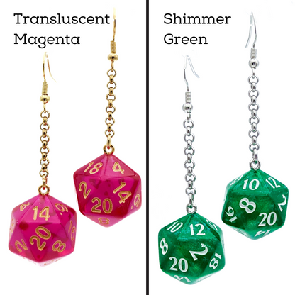 Colorful D20 Dice Earrings - DND Polyhedral Dice