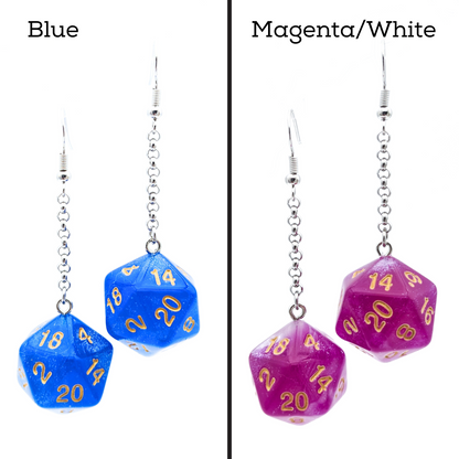 Colorful D20 Dice Earrings - DND Polyhedral Dice