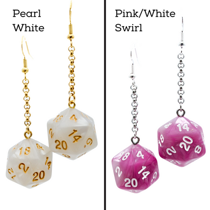 Colorful D20 Dice Earrings - DND Polyhedral Dice